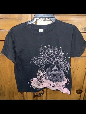 Vintage 90s SPLIT Tee Shirt-Women’s L-Skate-Surf-Tree/Waves/Buddha Graphic